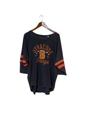 Syracuse Orange Oversized 3/4 Sleeve Shirt Pressbox 3X Cotton/Poly Blend Charcoa